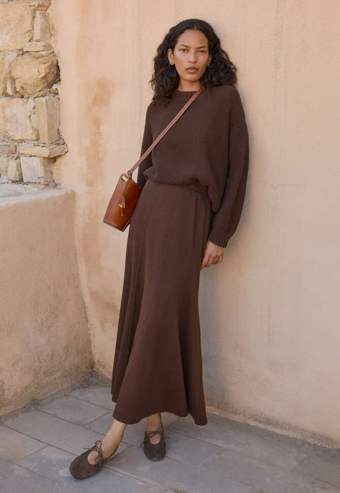 Moss-stitch sweater, Claret, completeTheLook