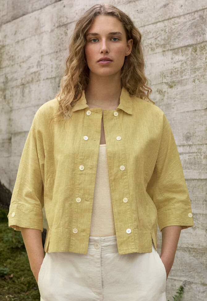 Double-breasted blouse, Soft lime, completeTheLook