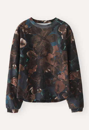 Printed top, Petrol brown, webstill