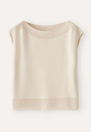 Crochet-stitch sweater, Parchment, webstill