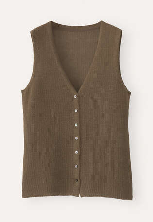 Sleeveless knitted top, Green taupe, webstill