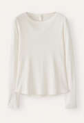 Ribbed long-sleeve top, Ecru, webstill