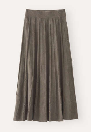 Tuck-stitch merino skirt, Taupe, webstill
