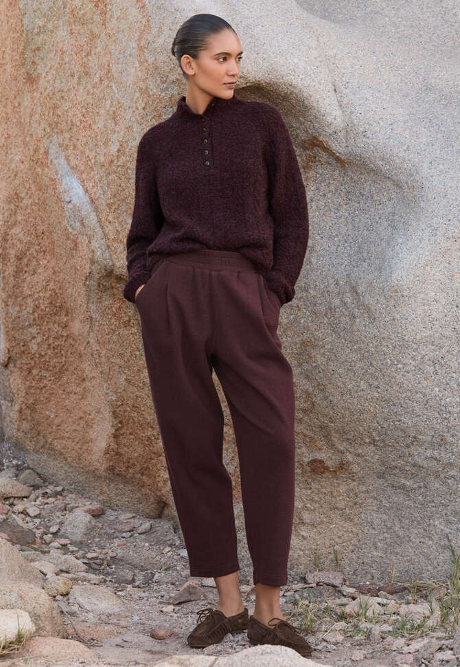 Jersey trousers, Aubergine, completeTheLook