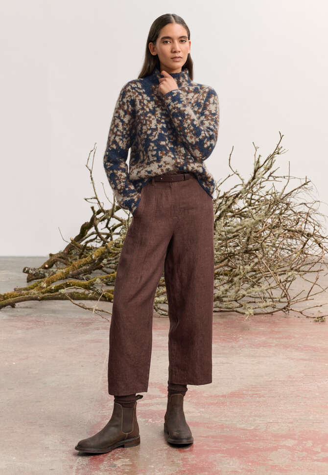 Barrel-leg trousers, Blush brown, completeTheLook