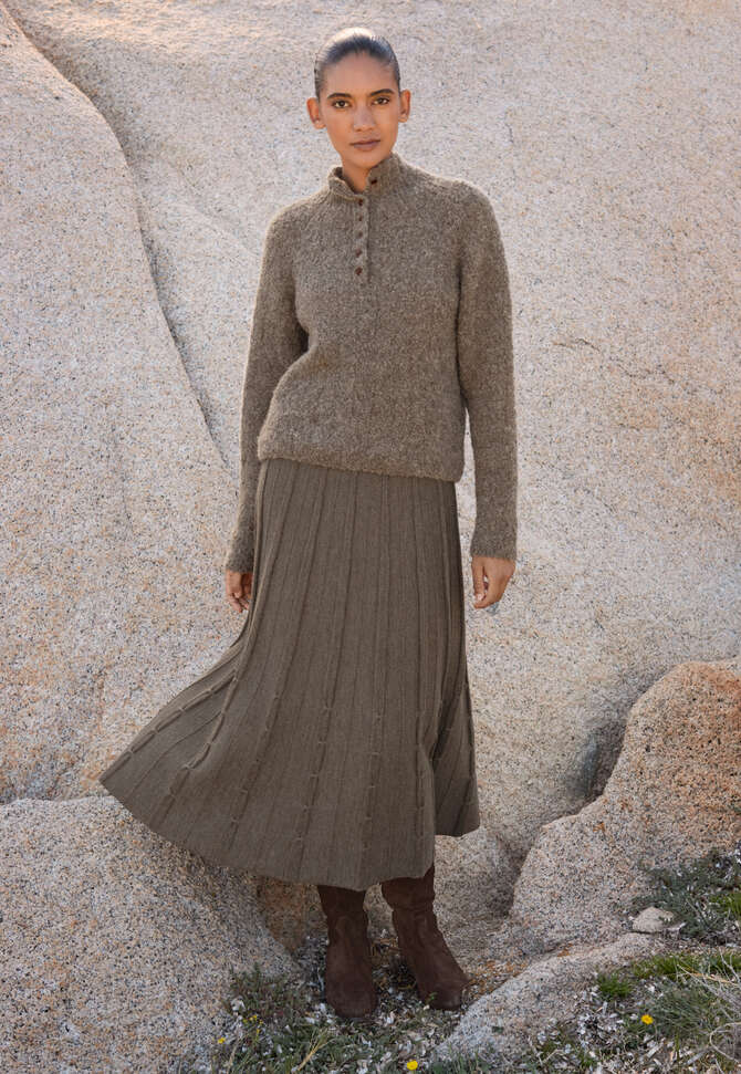 Button-neck sweater, Dark taupe, completeTheLook