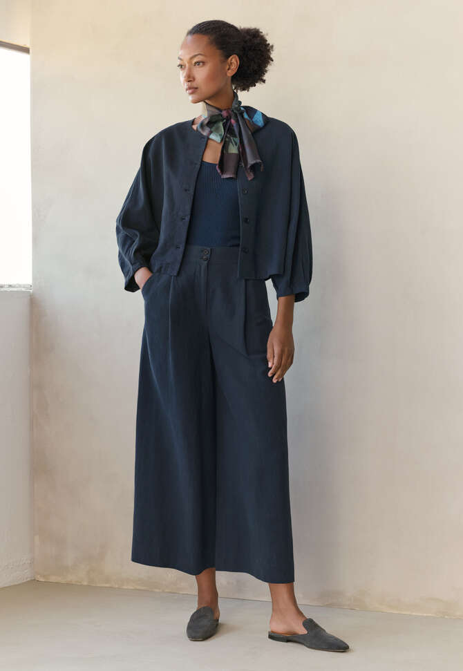 Long printed scarf, Ink ocean, completeTheLook