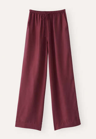Wide-leg drawstring trousers, Maroon, webstill