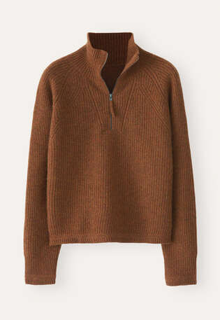 Zip-front sweater, Chilli brown, webstill
