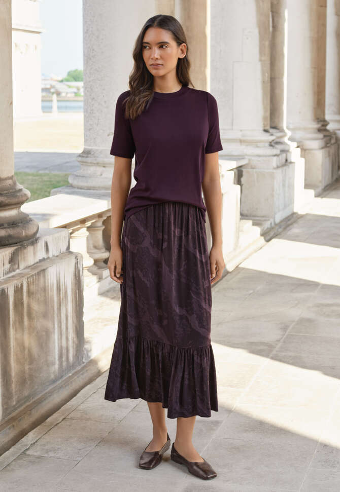 Silk & cotton T-shirt, Blackberry, completeTheLook