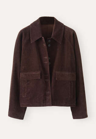 Cropped cord jacket, Dark chocolate, webstill