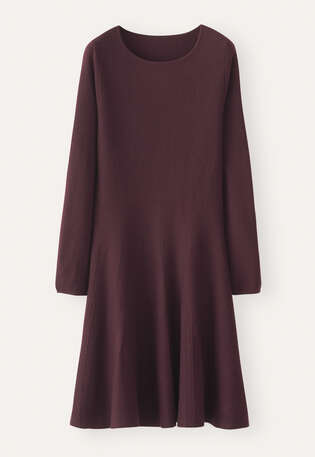 Knitted fit-and-flare dress, Aubergine, webstill