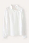 Funnel neck blouse, White, webstill