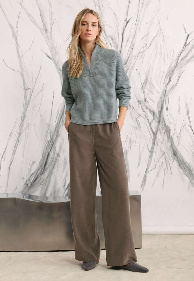 wide-leg trousers, Mink brown, completeTheLook