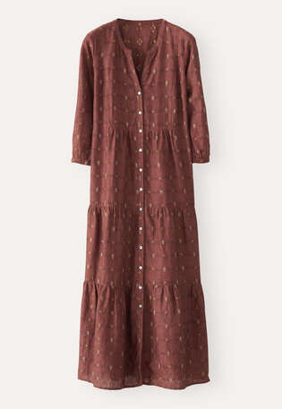 Clipped dobby-weave dress, Dark terracotta, webstill