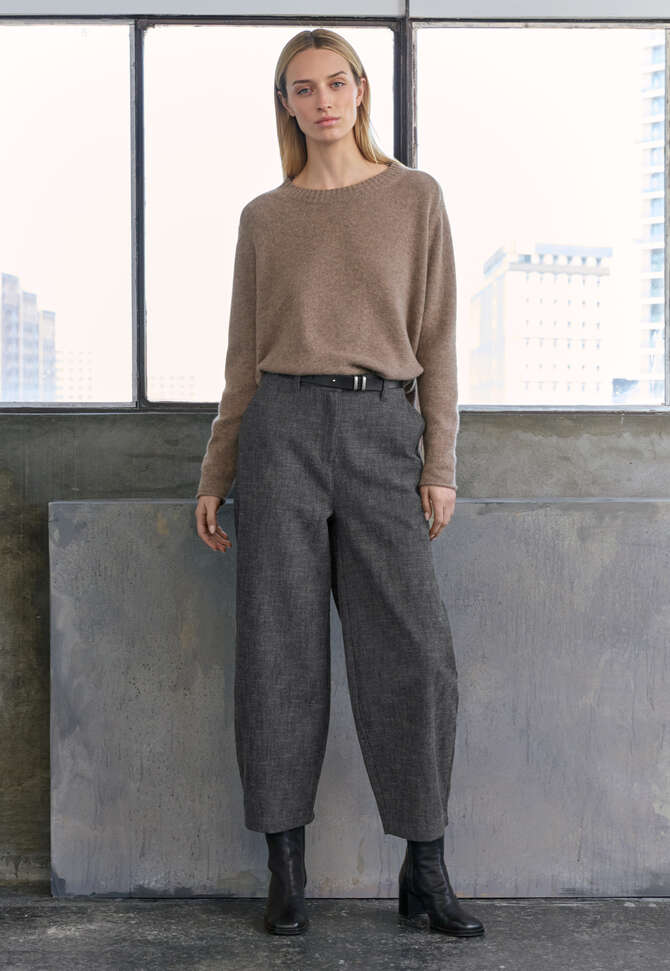 Barrel-leg trousers, Grey black, completeTheLook