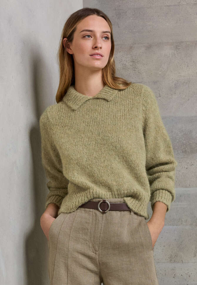 Collared sweater, Soft sage, completeTheLook