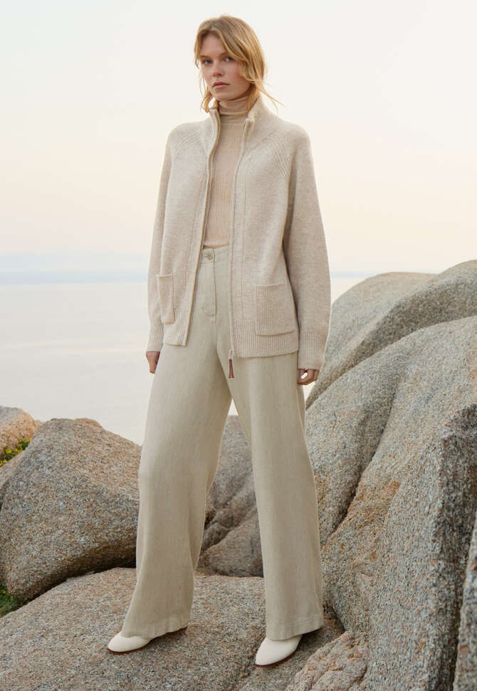 Zip-front cardigan, Pebble, completeTheLook