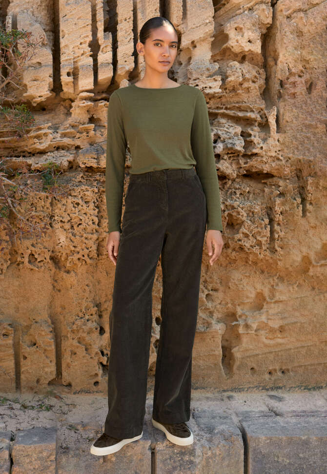 Ribbed long-sleeve top, Forest, completeTheLook