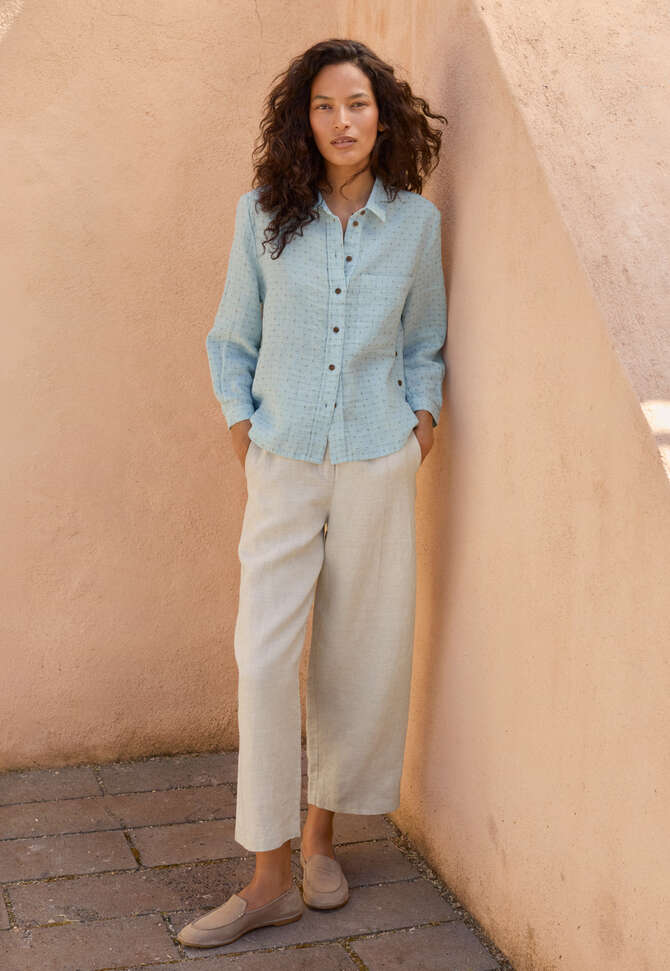 Cross-weave shirt, Soft blue, completeTheLook