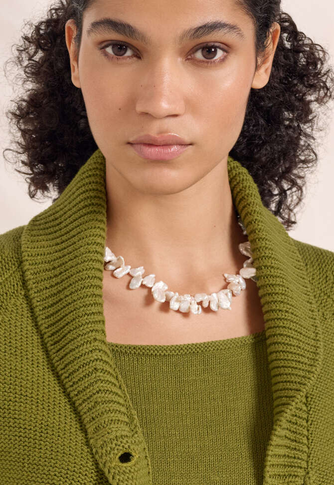 Beaded necklace, Gold pearl, completeTheLook