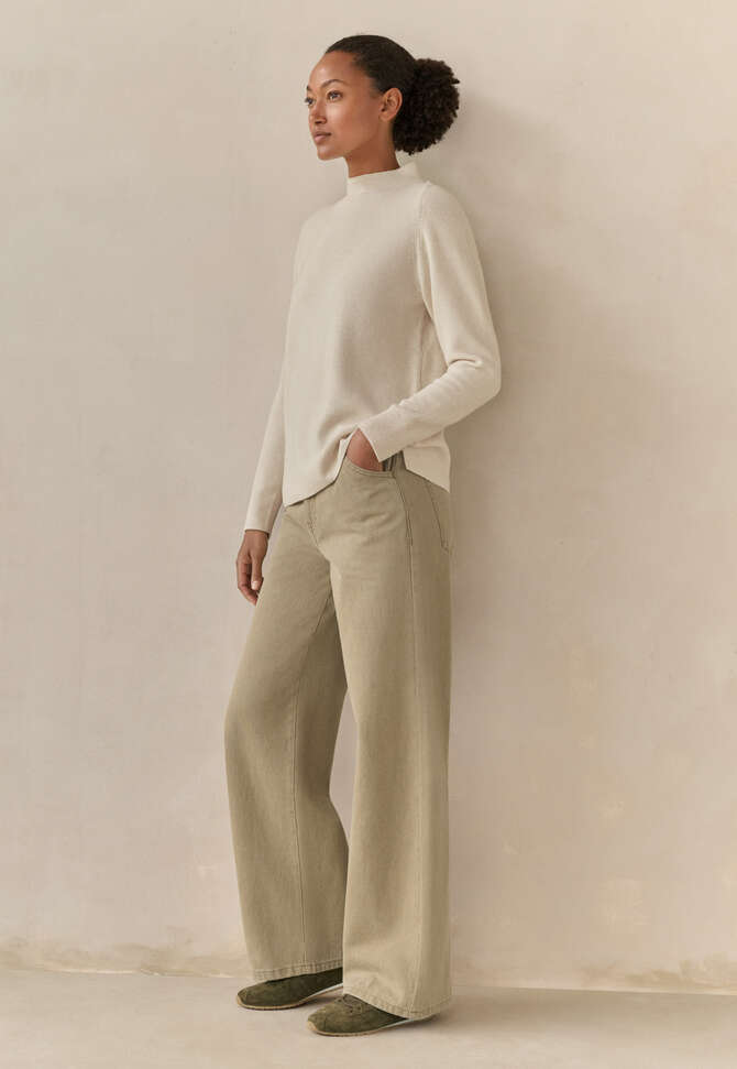 Funnel-neck sweater, Cream, completeTheLook