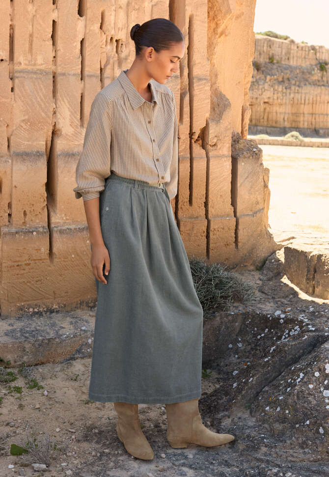 Checked blouse, Mint taupe, completeTheLook