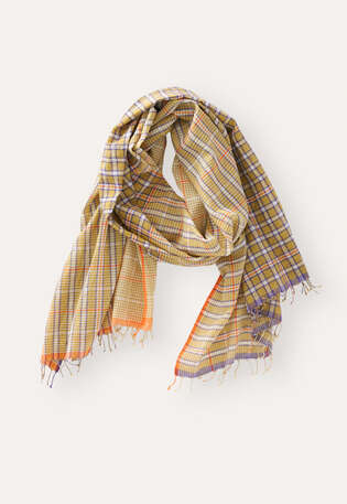 Checked tassel scarf, Olive, webstill