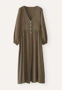 Gathered sleeve dress, Khaki, webstill