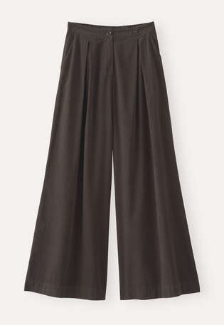 Fine cord wide-leg trousers, Espresso, webstill