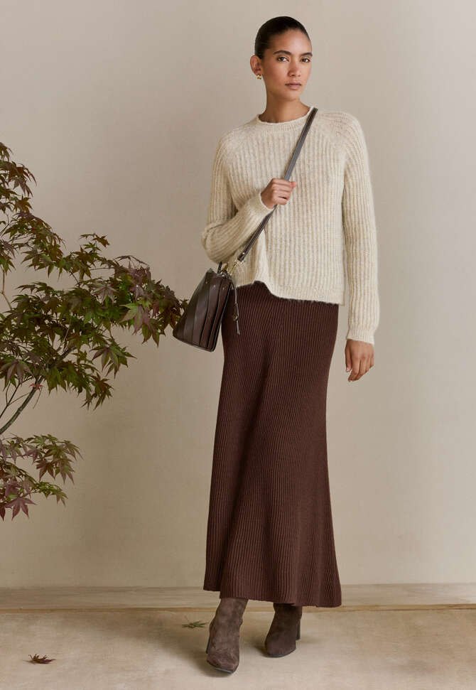 Knitted skirt, Fig brown, completeTheLook