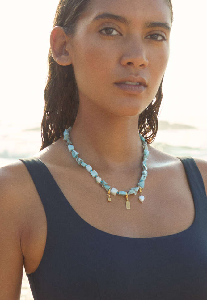 Pebble necklace, Aqua, completeTheLook
