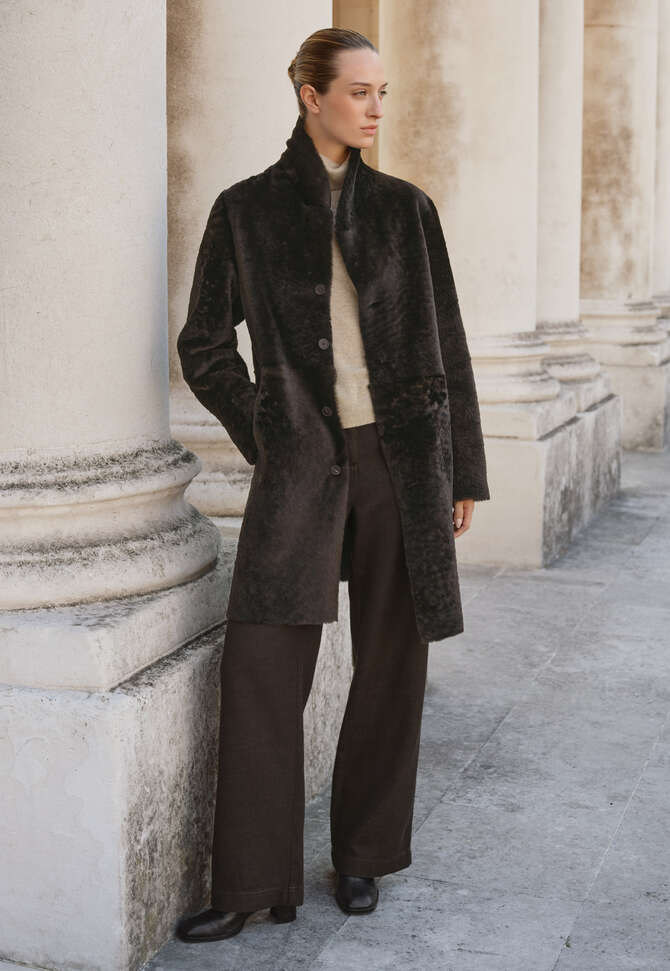 Straight-leg trousers, Brown black, completeTheLook