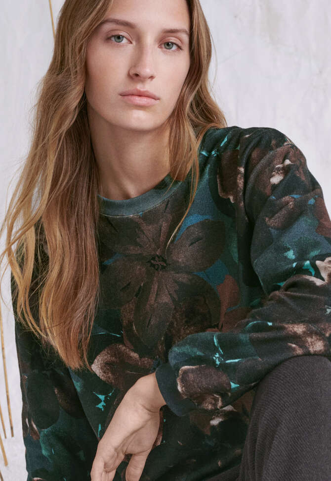 Printed top, Petrol brown, completeTheLook