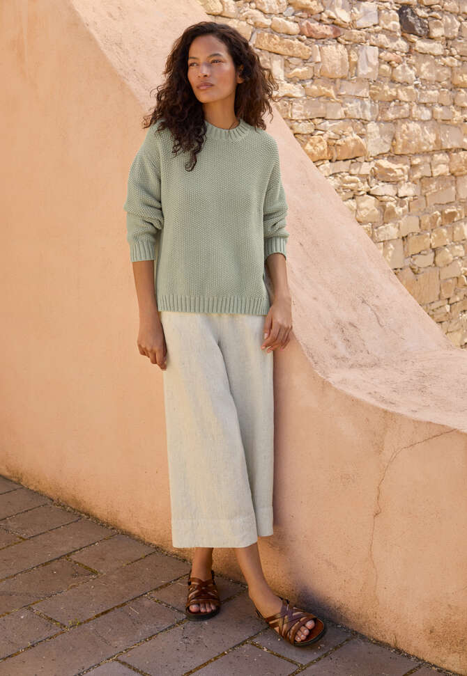 Moss-stitch sweater, Pale mint, completeTheLook