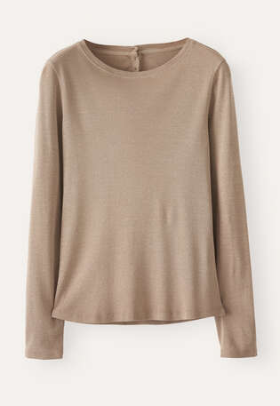 Ribbed long-sleeve top, Taupe, webstill
