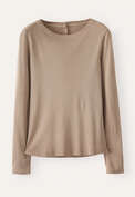 Ribbed long-sleeve top, Taupe, webstill