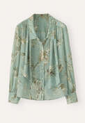 Printed tie-blouse, Aqua, webstill