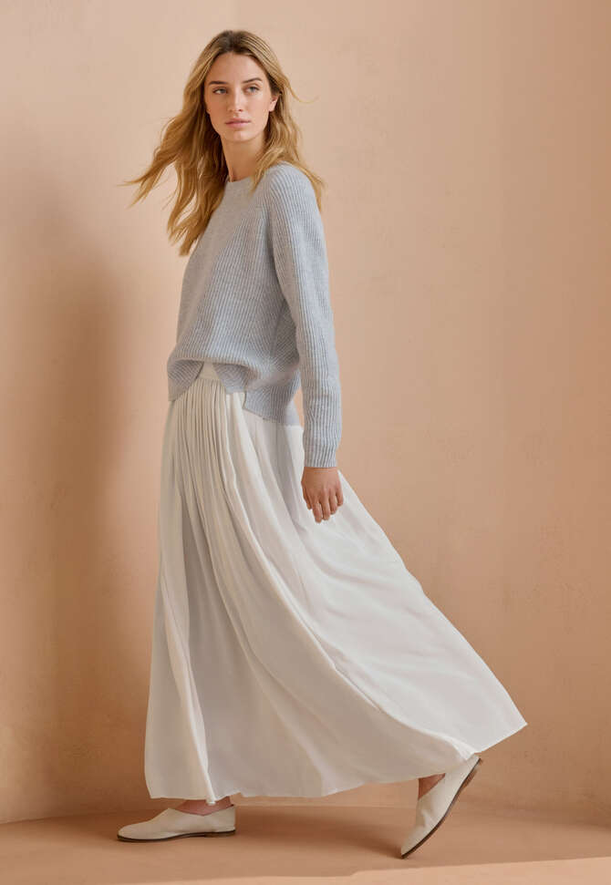 Ribbed crew-neck sweater, Ice blue, completeTheLook