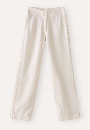 Relaxed straight-leg trousers, Ecru, webstill