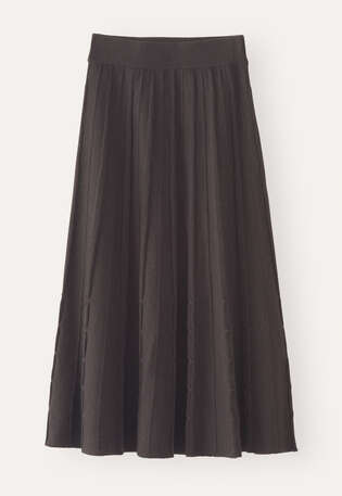 Tuck-stitch merino skirt, Cocoa, webstill