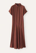 High neck dogtooth dress, Terracotta black, webstill