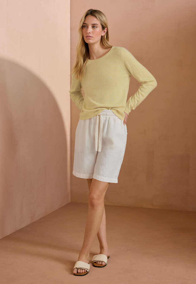 Tie-waist shorts, Ecru, completeTheLook