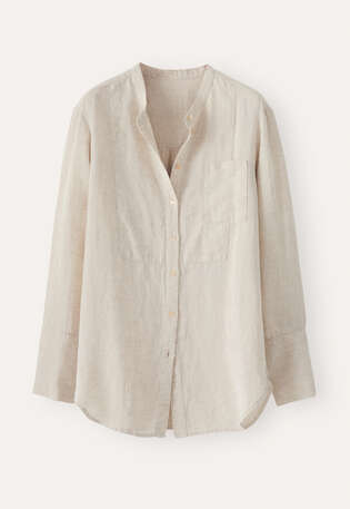 Long bib-detail shirt, Pale natural, webstill