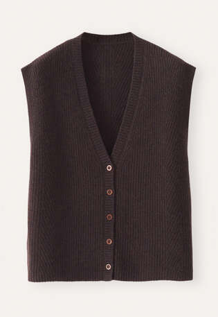 Sleeveless ribbed cardigan, Dark aubergine, webstill