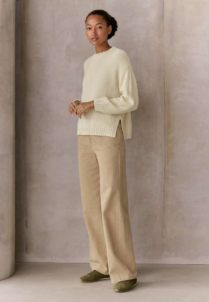 Moss-stitch sweater, Parchment, completeTheLook
