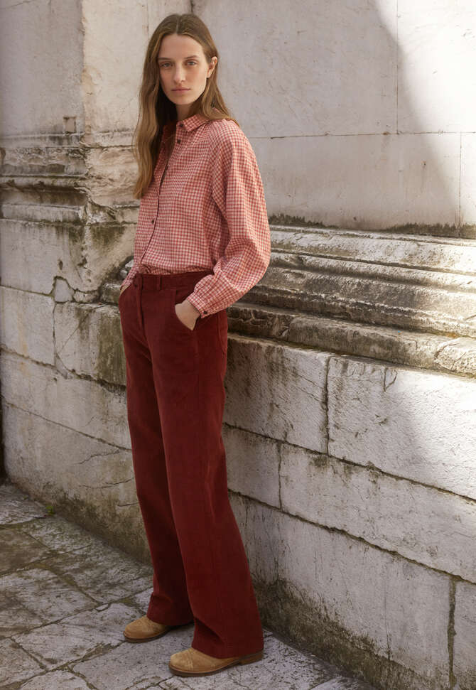Wide-leg trousers, Soft garnet, completeTheLook