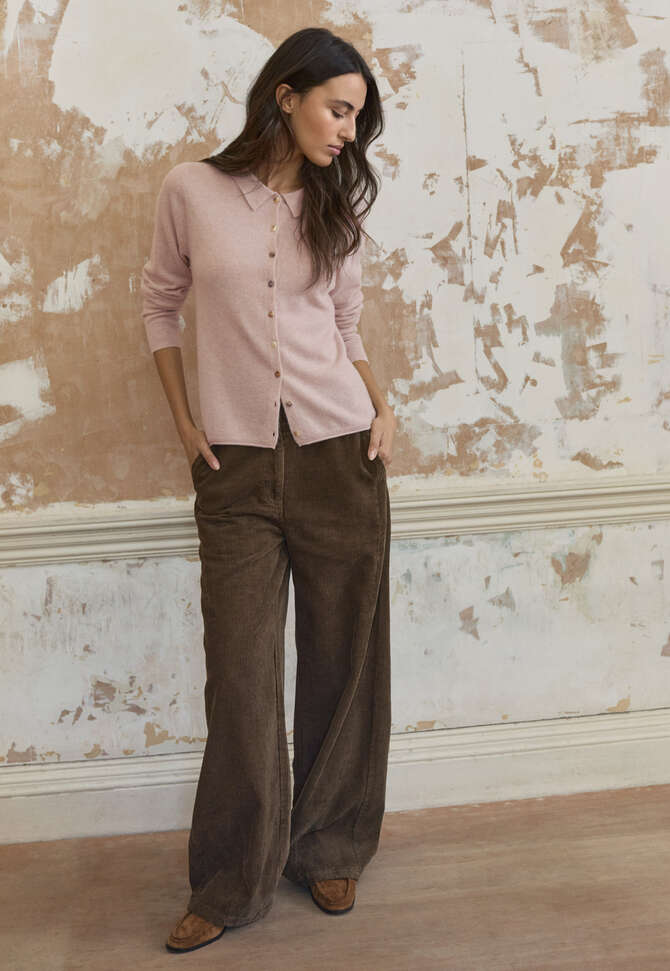 Hemp cotton & yak cord trousers, Peat, completeTheLook