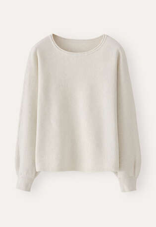 Moss-stitch sweater, Grey cream, webstill