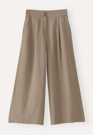 Wide & cropped trousers, Taupe brown, webstill